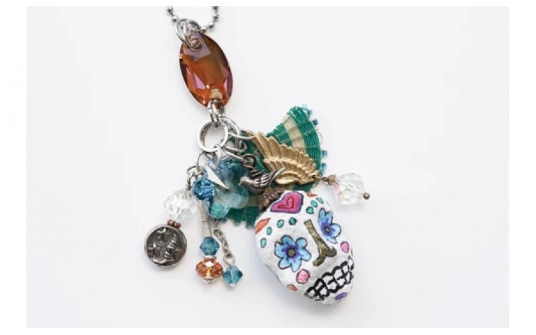 Paper Mache Sugar Skull charm